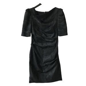 Theia Asymmetrical Knee-Length Dress Black Size 6